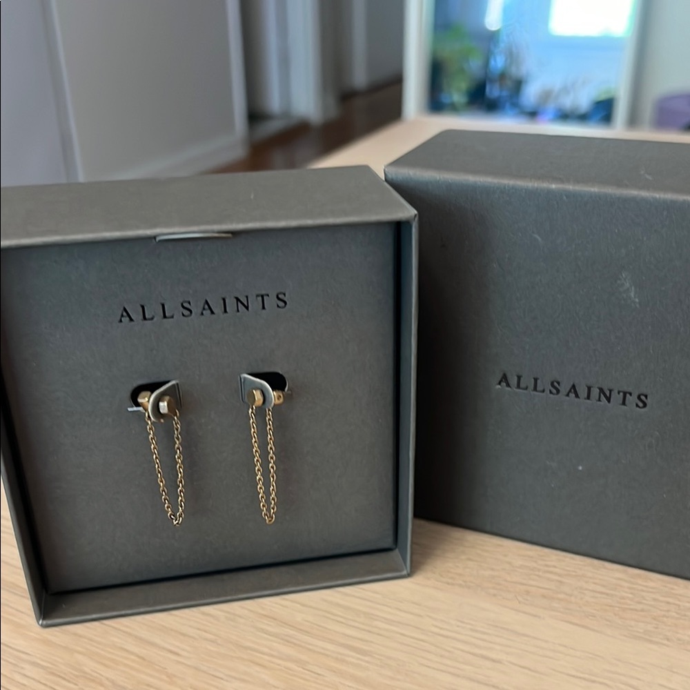 AllSaints Rustic Gold Color Chain Earrings